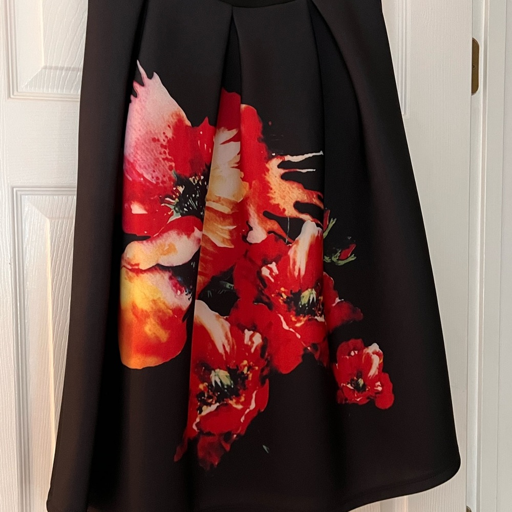 Fit and Flare Skirt with Floral Detail